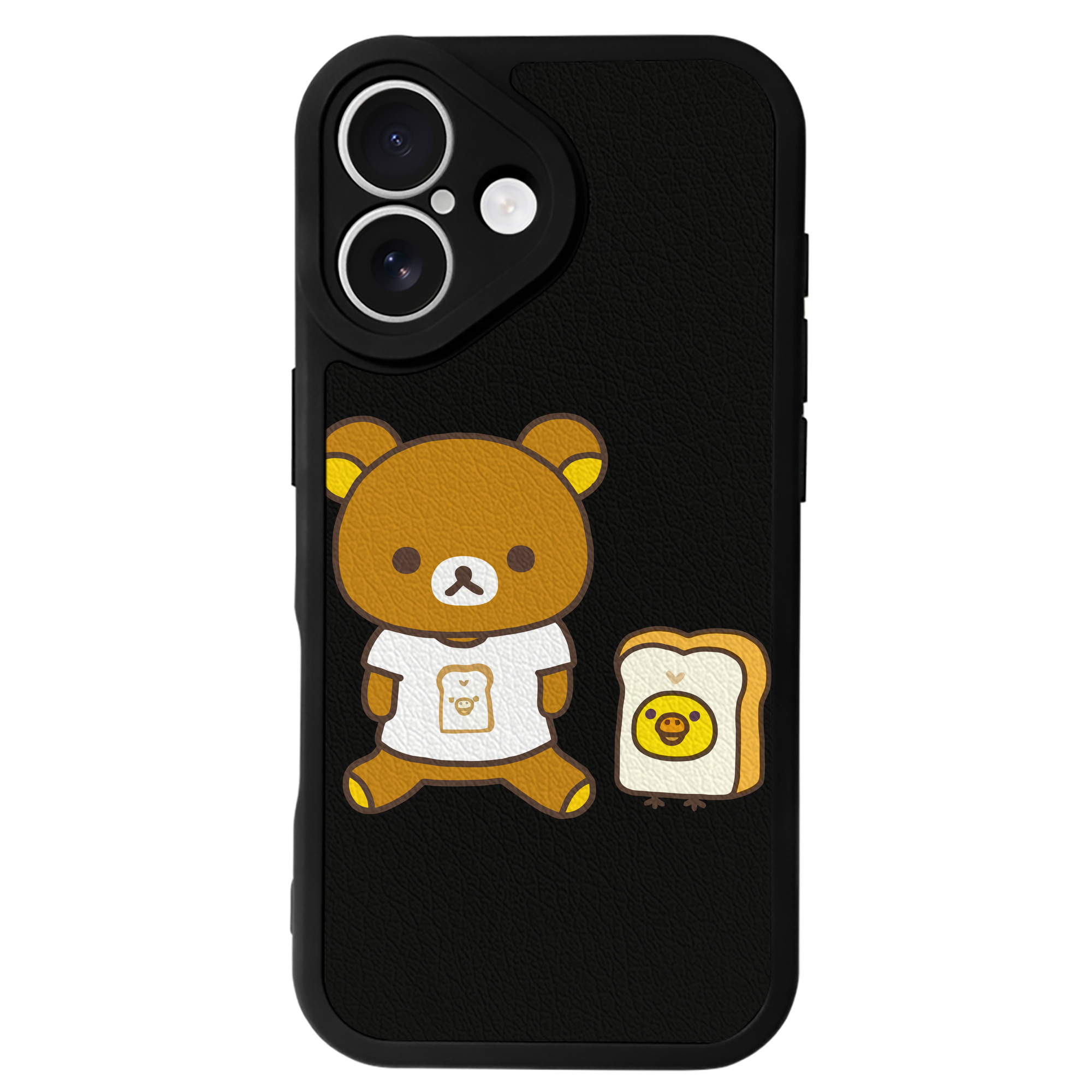 （画像用） リラックマ リラックマ キイロイトリ Rilakkuma Korilakkuma Kiiroitori 【iPhone 16シリーズ対応】シリコンスマホケース（レザー調） 材質：シリコン